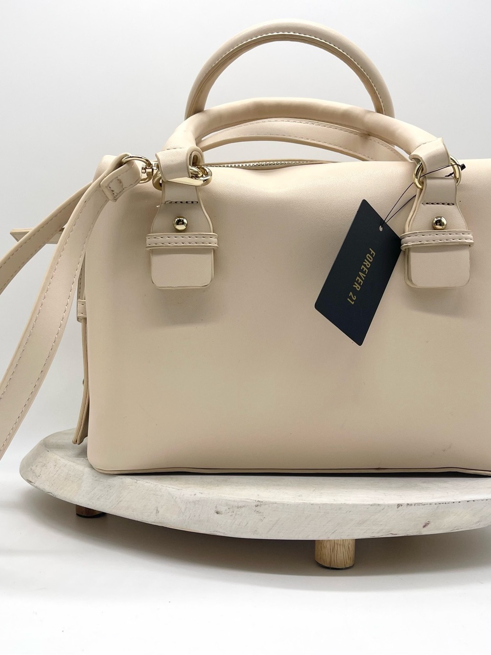 Forever 21 Cream Structured Top Handle Satchel Bag w/ Strap NWT – Minimal Chic